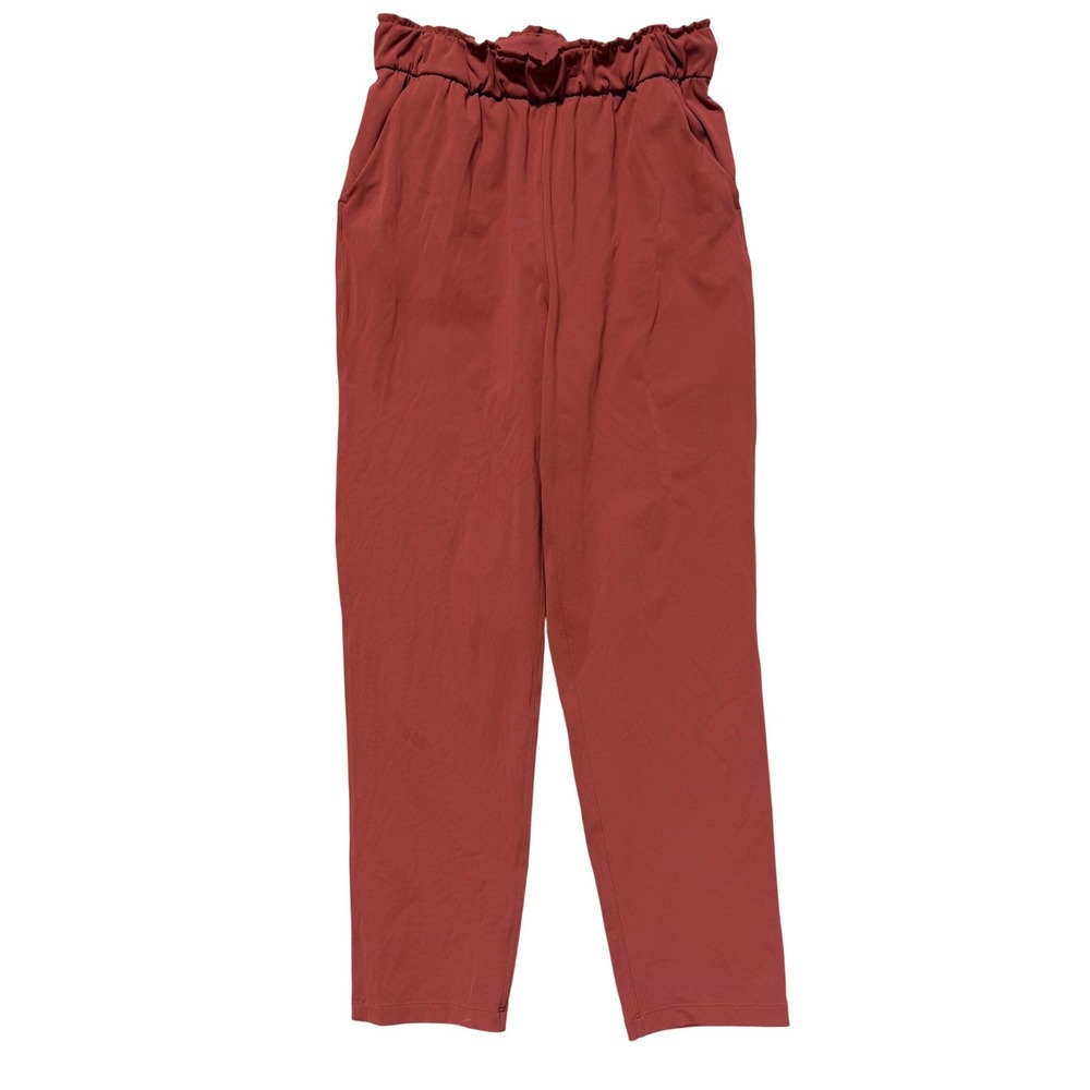 Lululemon Keep Moving High-Rise Pant 6 Terracotta Red Paperbag Waist Tapered Leg